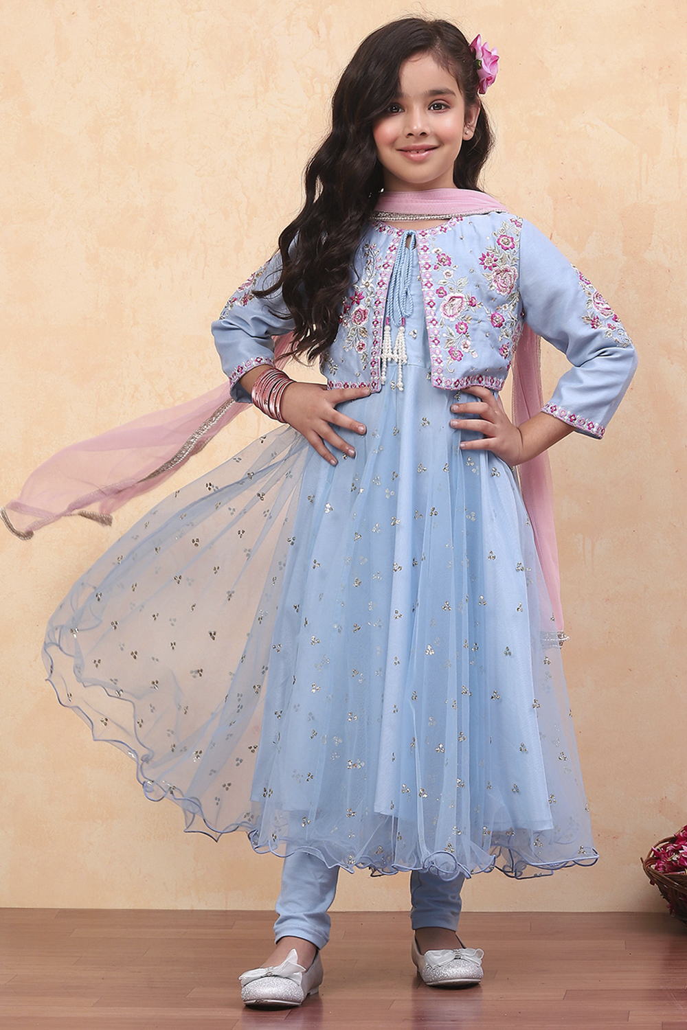 Blue Net Anarkali Suit Set image number 6