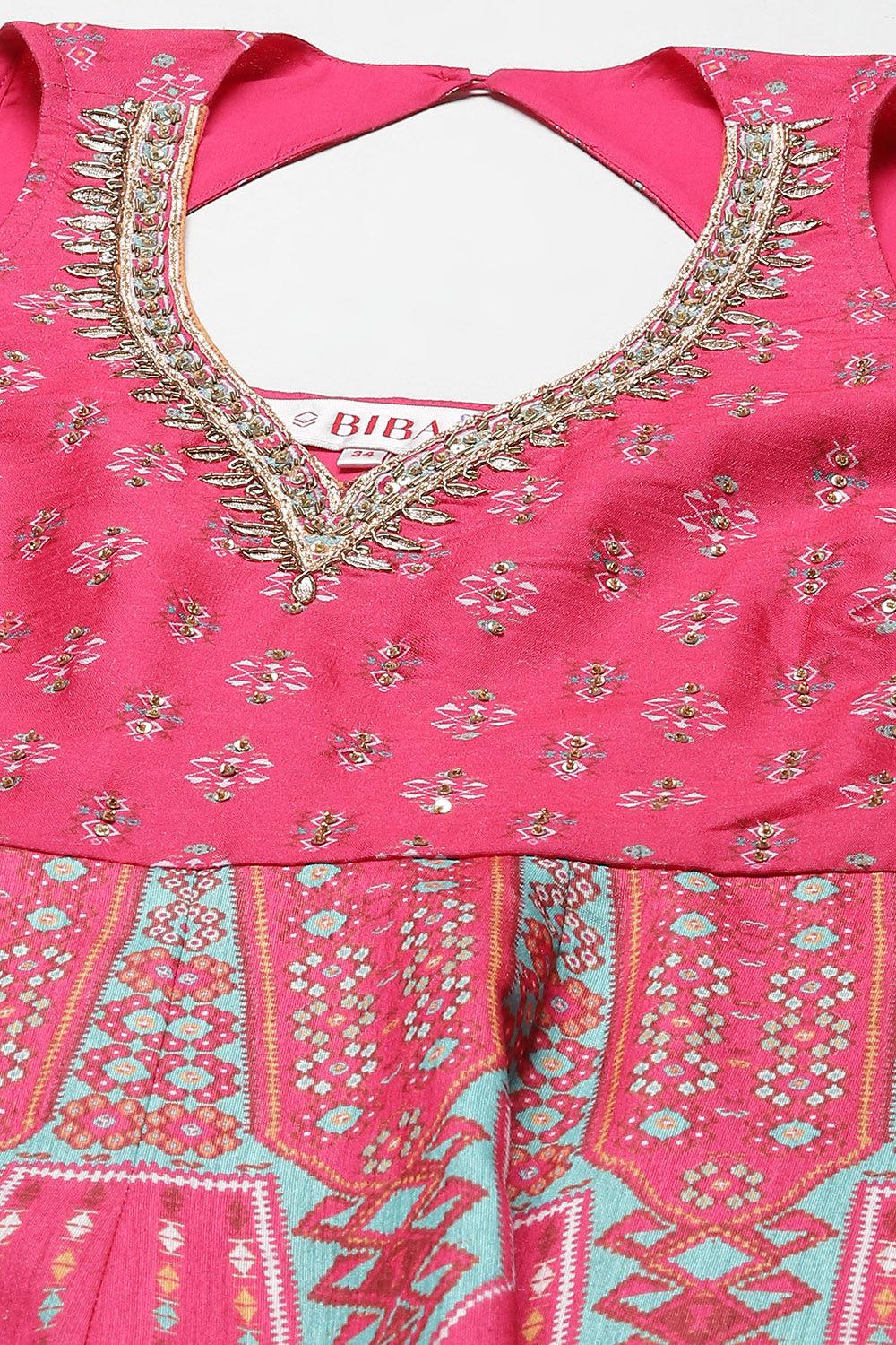 Fuchsia Art Silk Flared Kurta Legging Suit Set image number 1