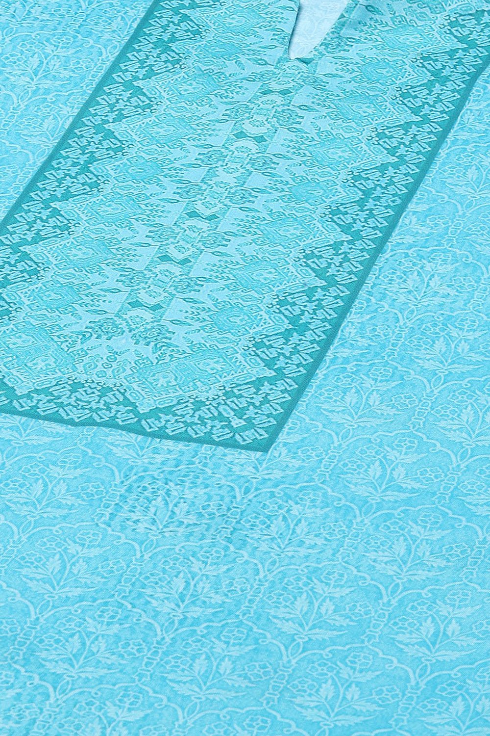 Blue Cotton Blend Digital Print Unstitched Suit Set image number 2