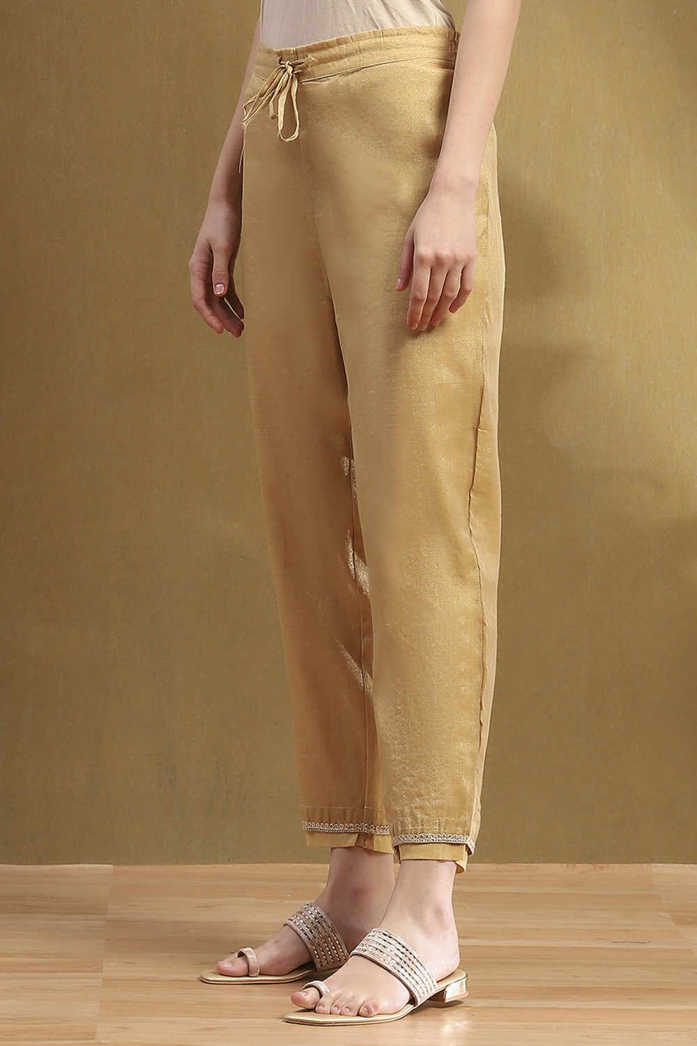 Gold Jacquard Pants image number 2