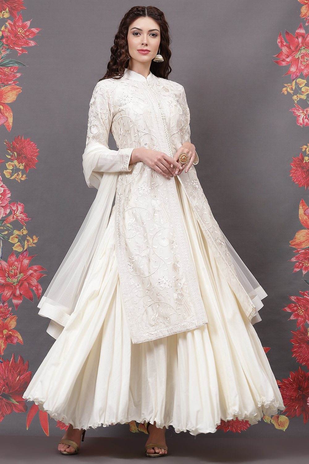 Rohit Bal Off White Cotton Silk Straight Yarndyed Suit Set image number 7