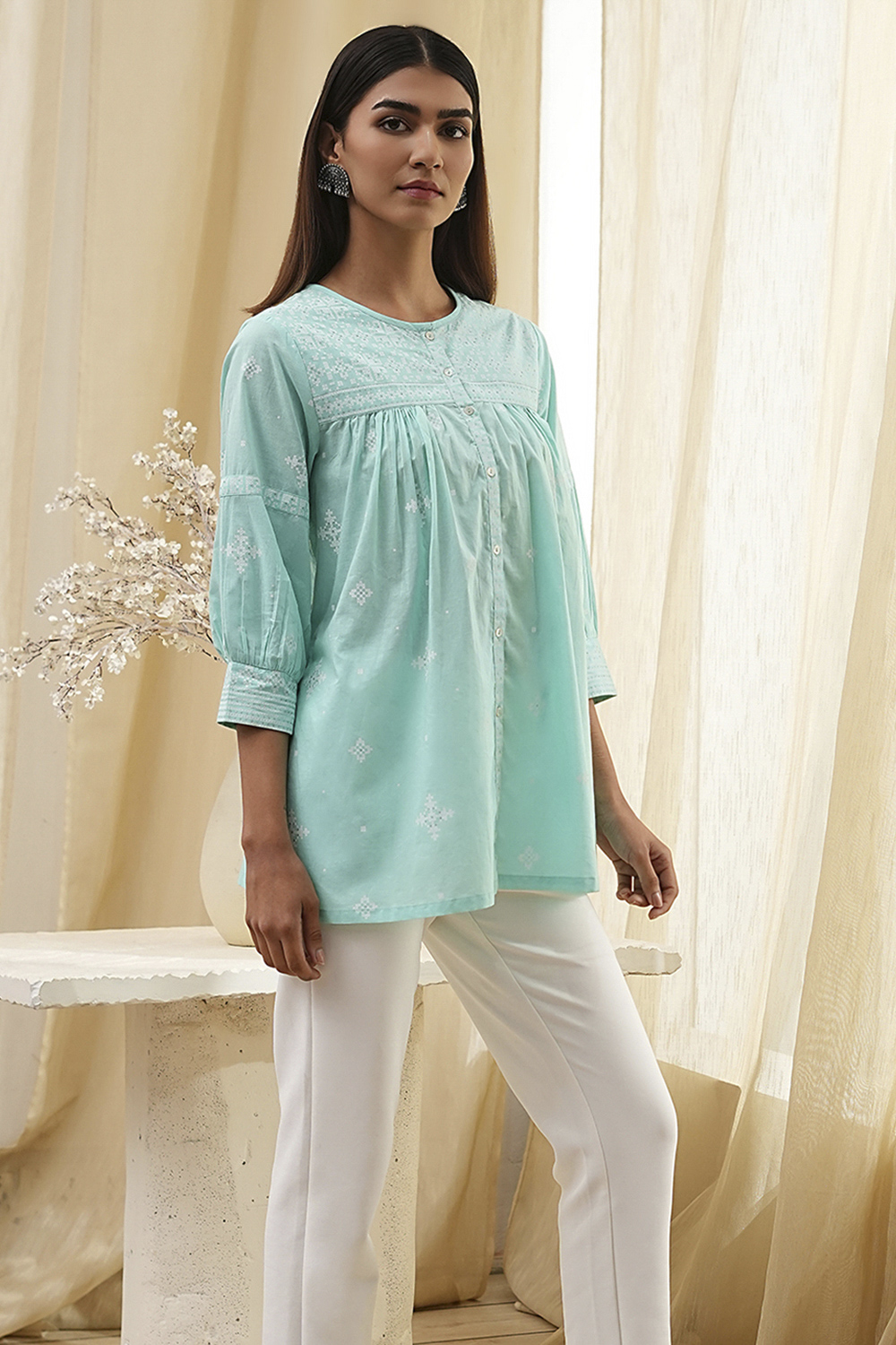 Aqua Straight Short Kurta image number 4