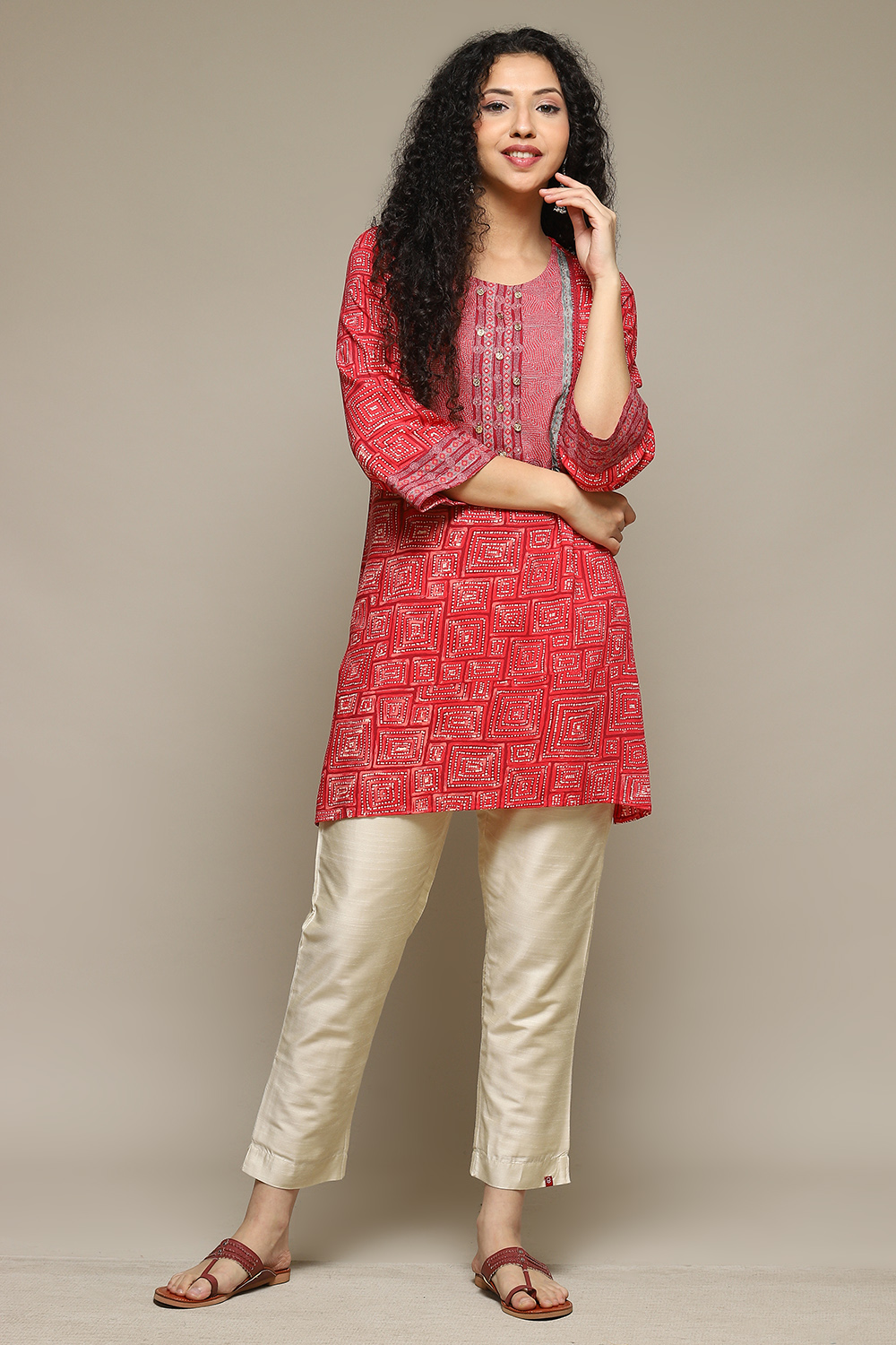 Coral Rayon Printed Kurti image number 0