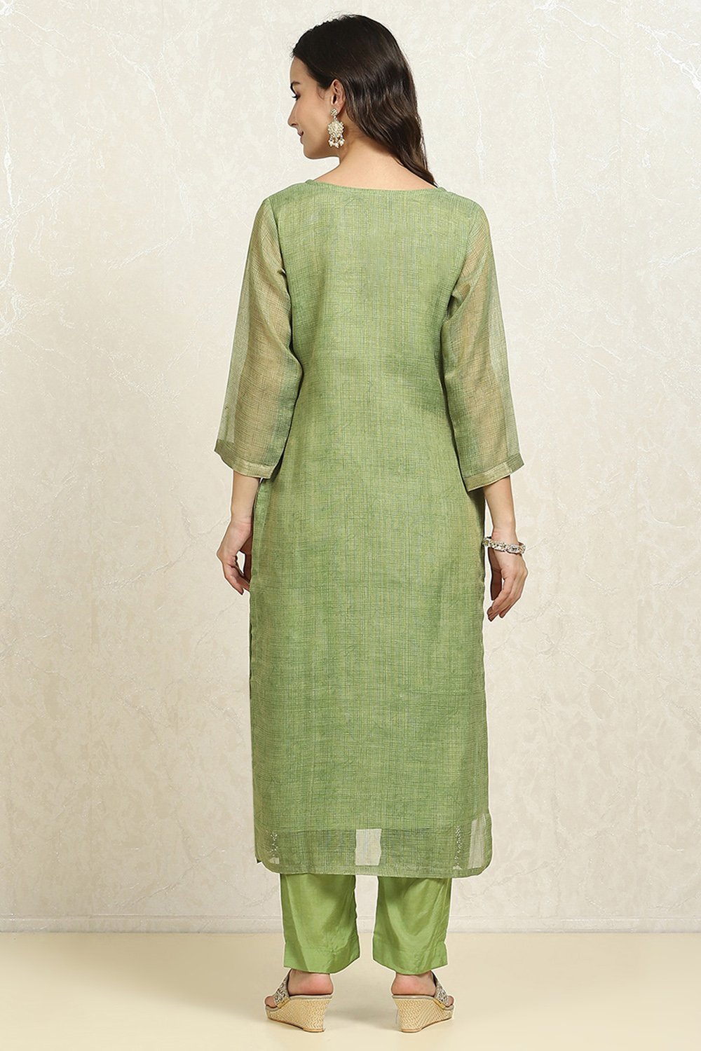 Grey Linen Blend Printed  Embroidered Unstitched Suit Set image number 5