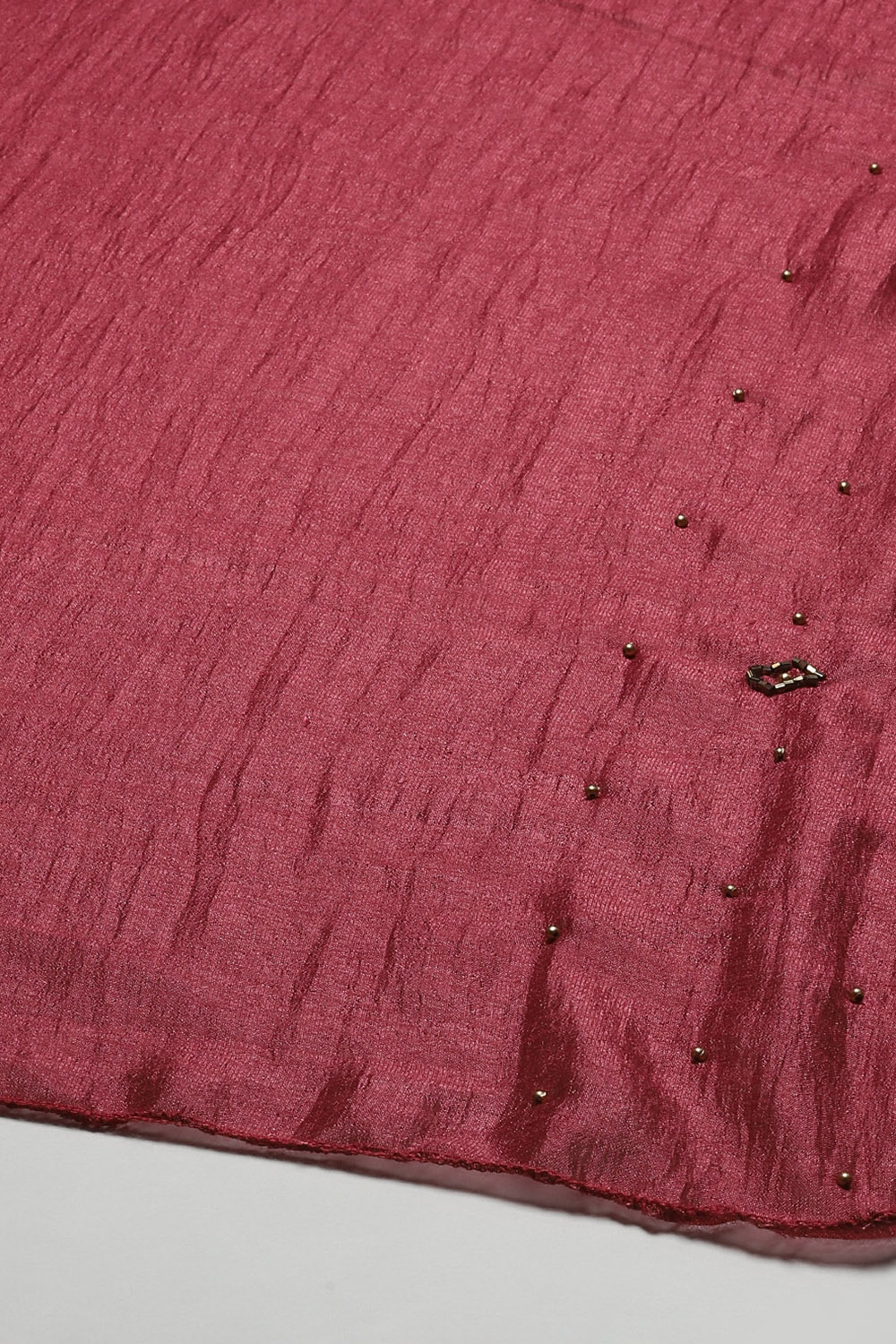 Dark Maroon Silk Blend Unstitched Suit Set image number 4