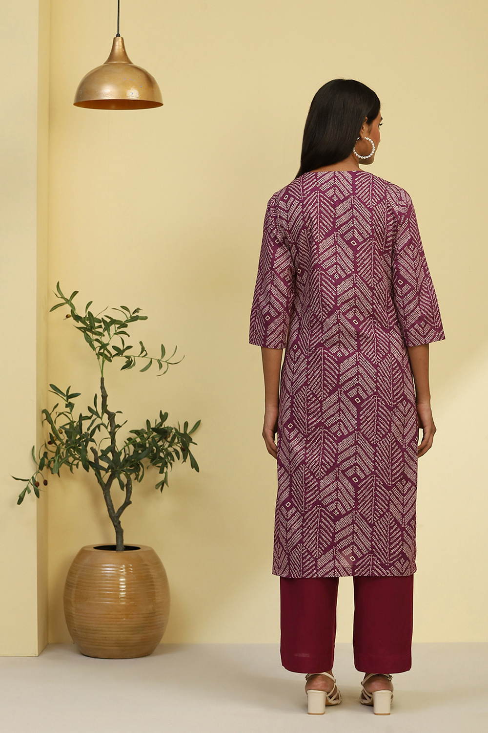 Purple Cotton Straight Kurta image number 4