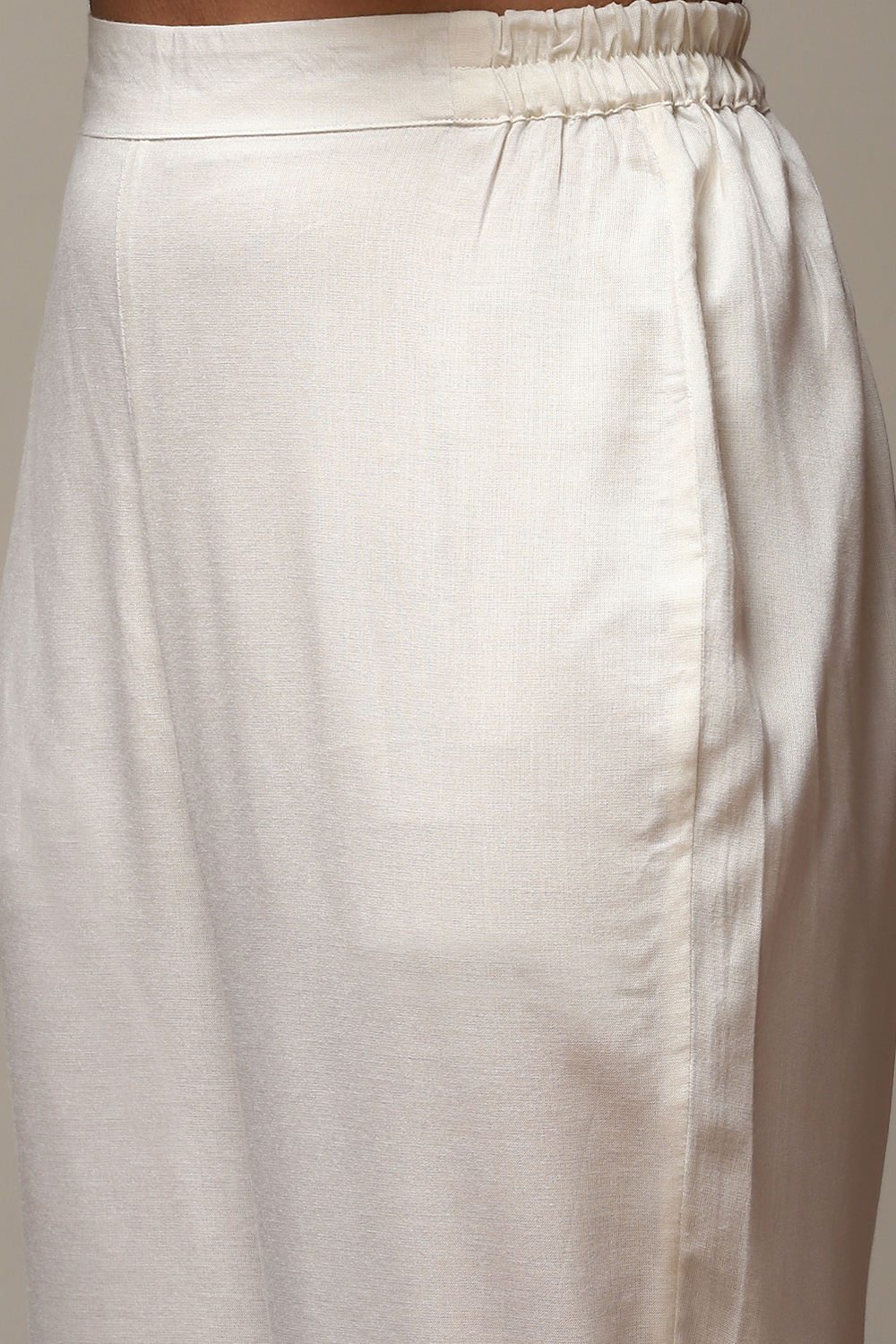 Ivory Cotton Blend Layered Kurta Suit Set