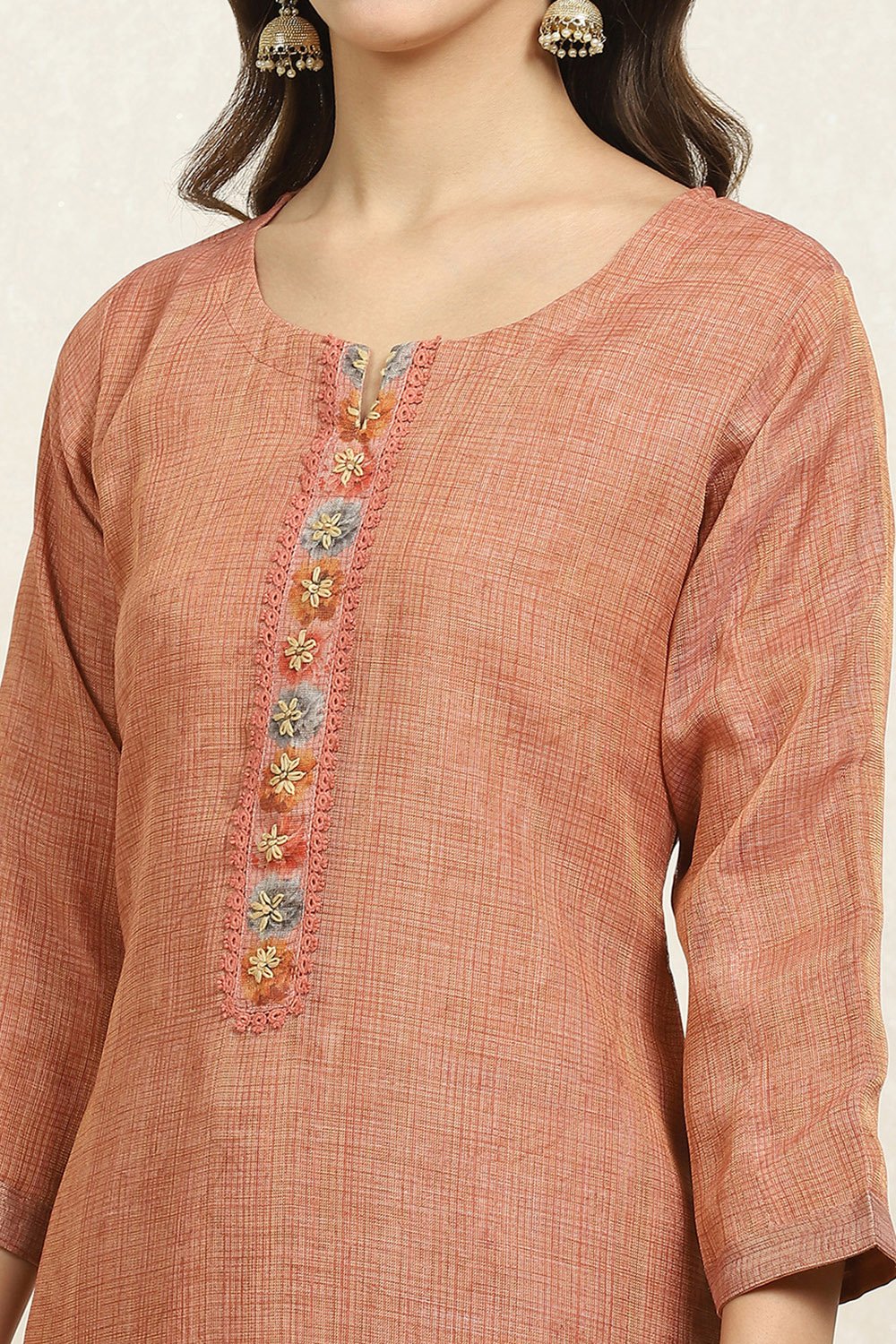 Grey Linen Blend Printed  Embroidered Unstitched Suit Set image number 2