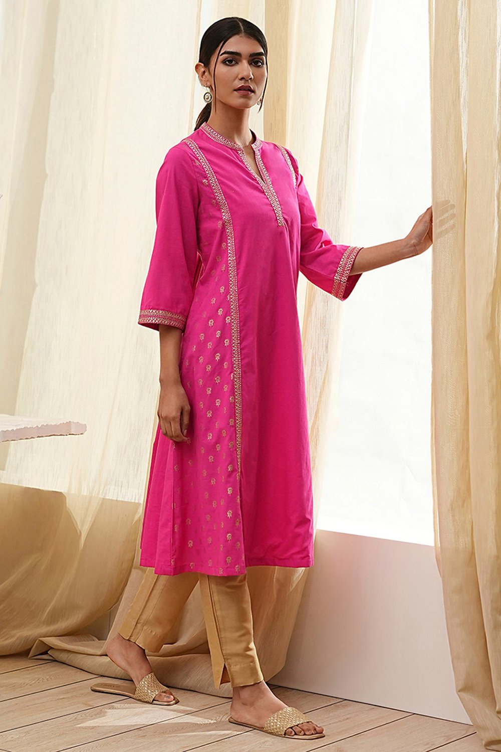 Fuchsia A-Line Kurta image number 0