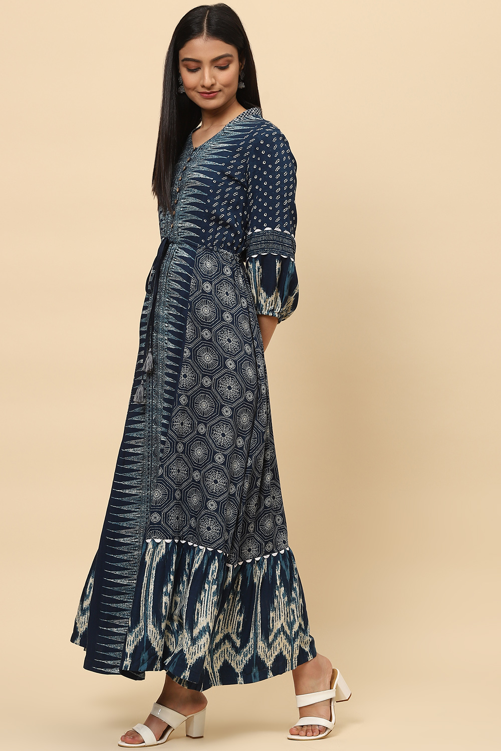 Indigo LIVA Fusion Printed Dress image number 2