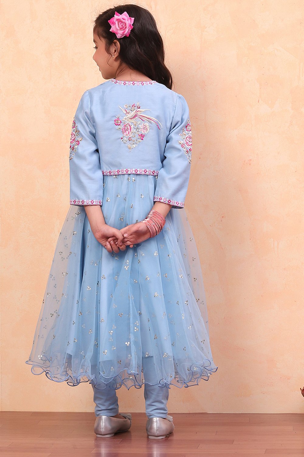 Blue Net Anarkali Suit Set image number 4