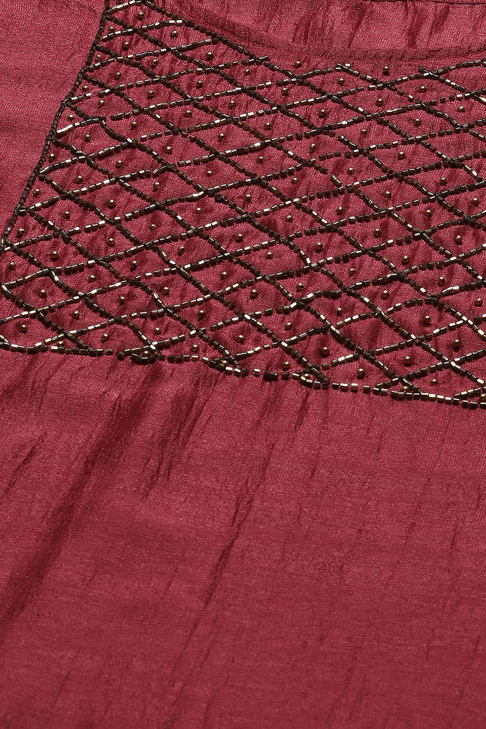 Dark Maroon Silk Blend Unstitched Suit Set image number 2