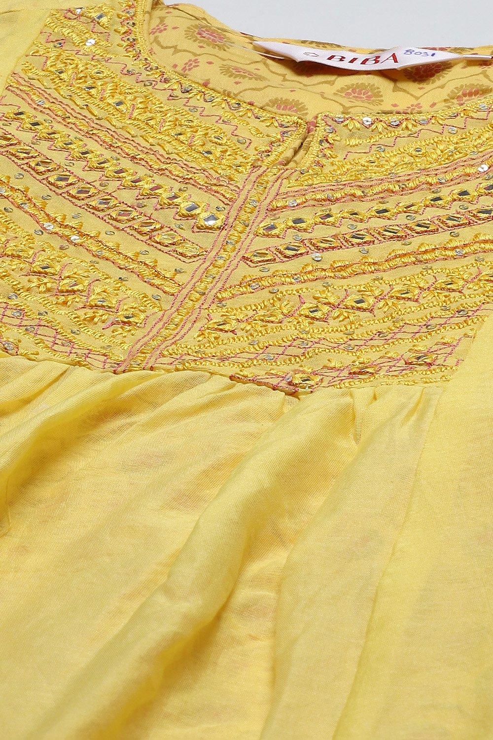 Yellow Solid Kalidar Kurta Regular Pants Suit Set image number 1