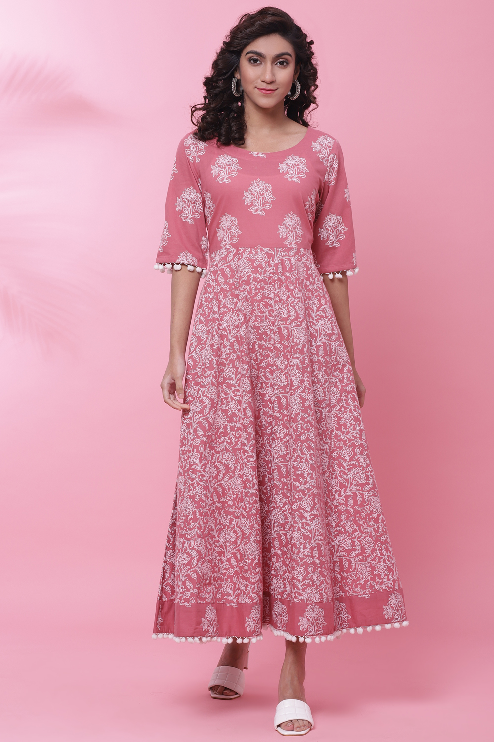 Buy Onion Pink Cotton Printed Kurta Dress () for INR1819.30 | Biba India