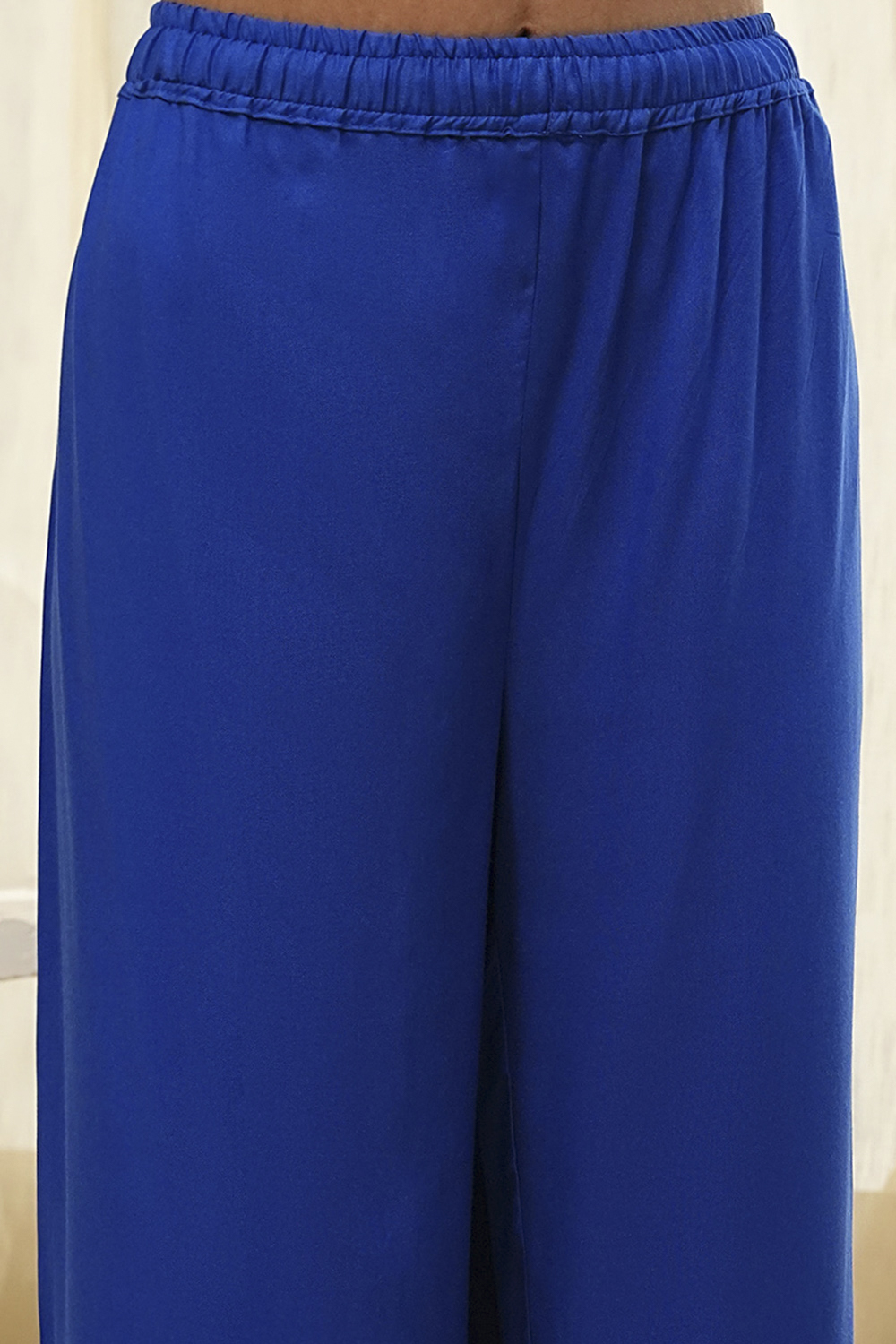 Blue Viscose Rayon Straight Suit Set image number 2