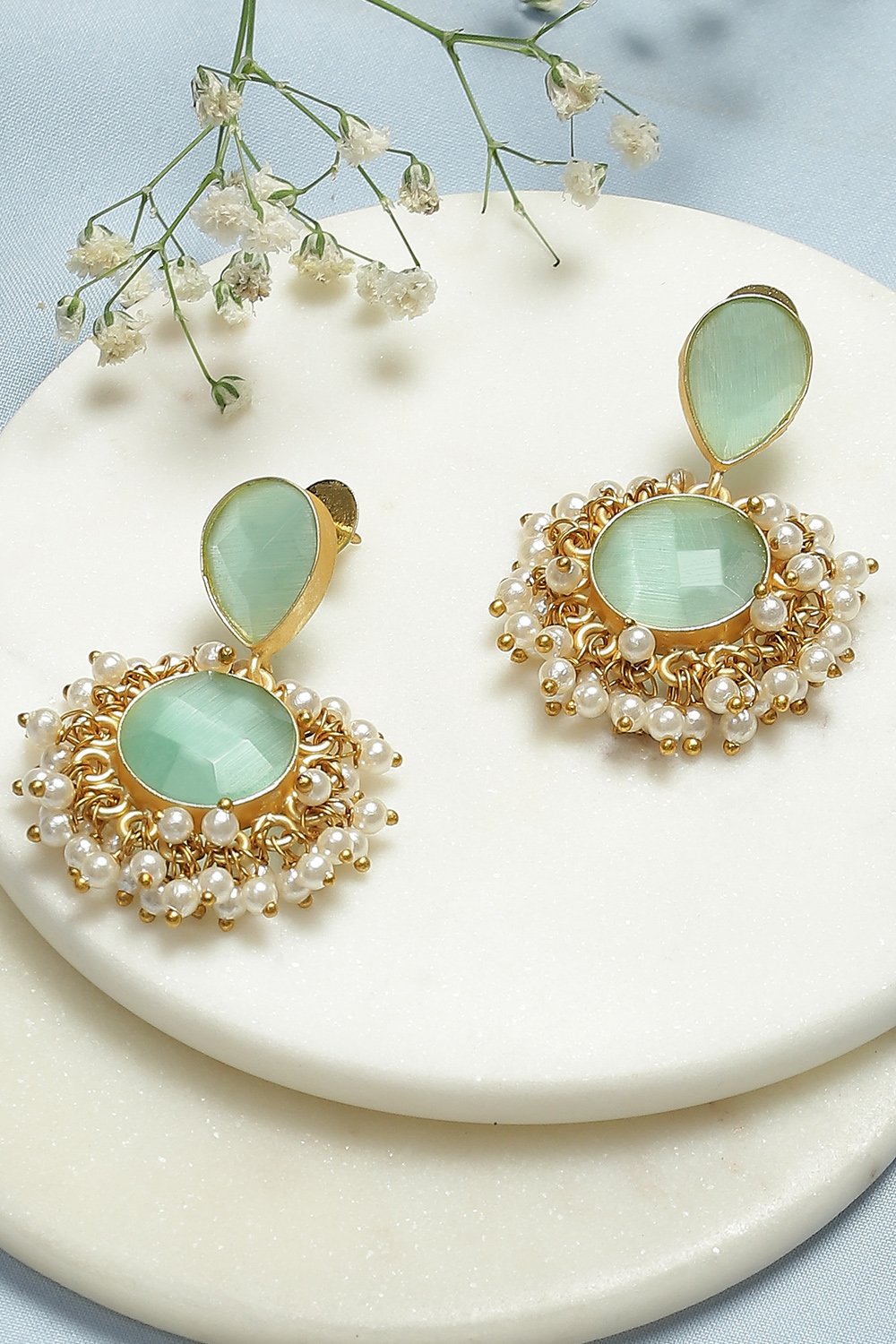 Mint Green Brass Earrings image number 0