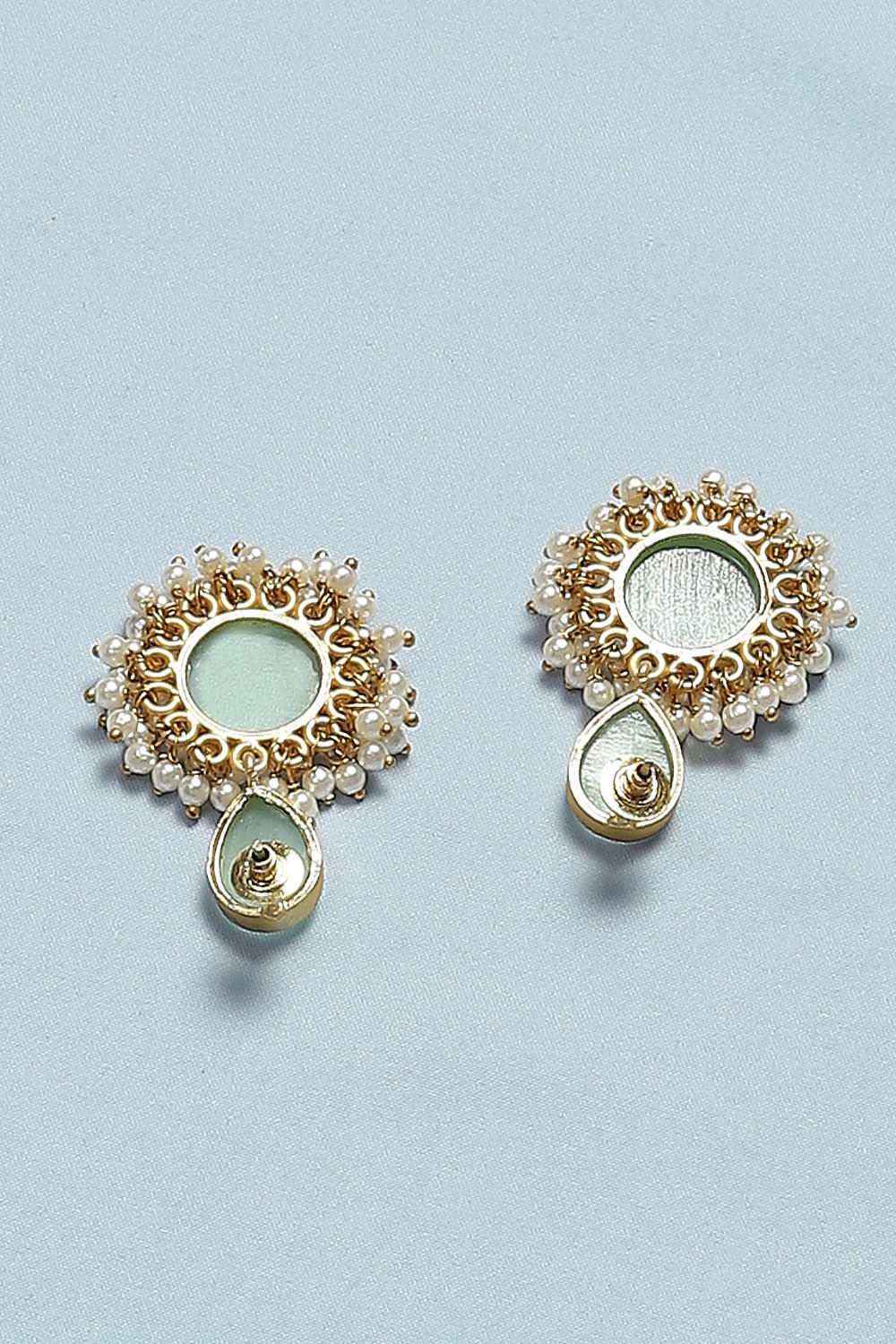 Mint Green Brass Earrings image number 2