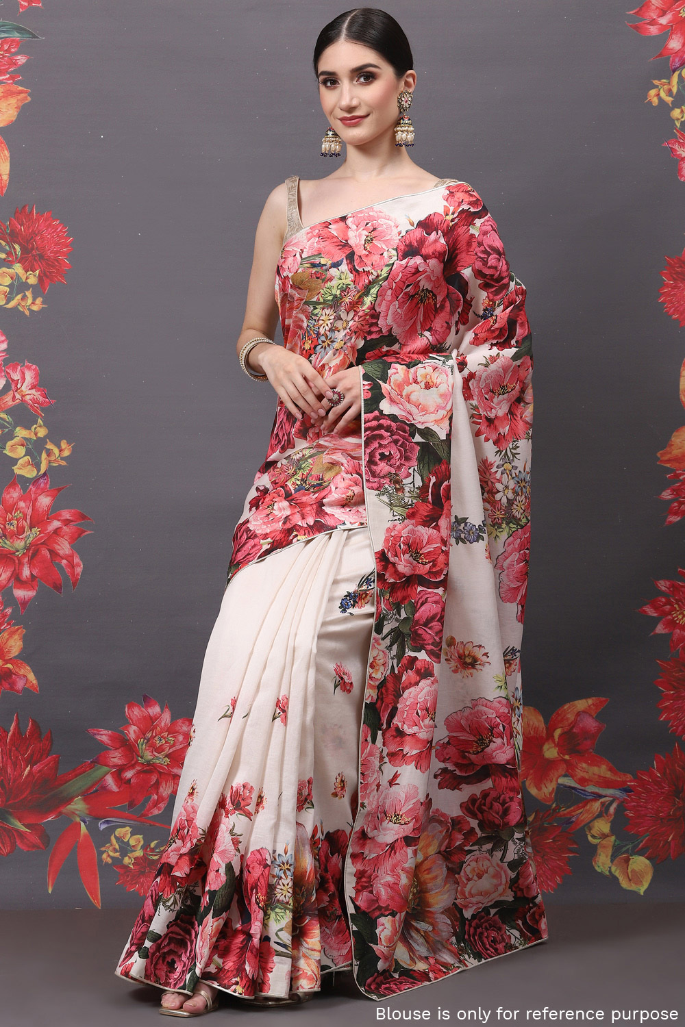 Floral Digital Printed Long Frock - Rohit Bal