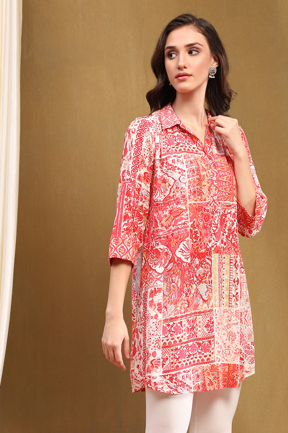 Fuchsia Viscose Straight Kurti image number 4