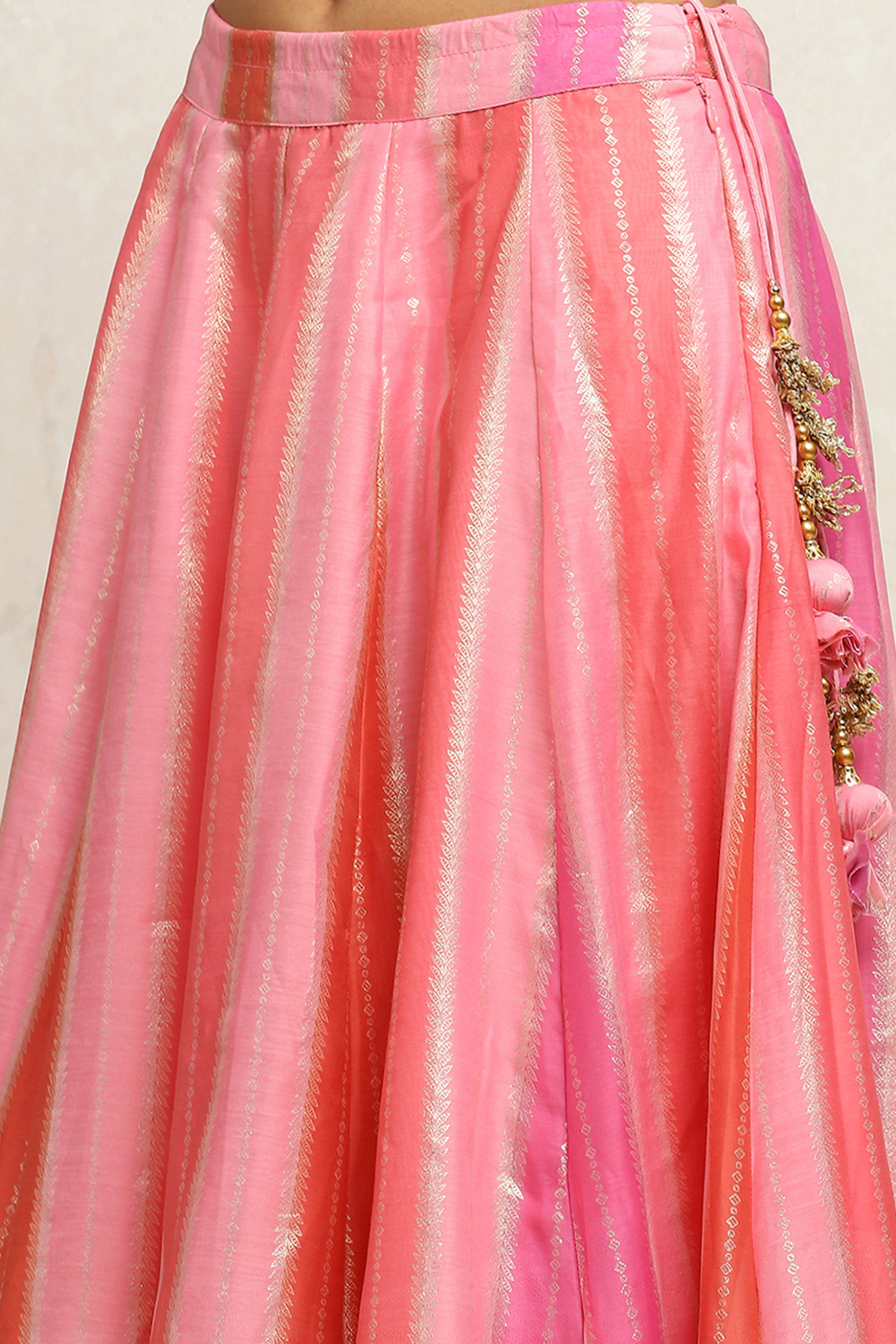 Pink Printed Flared Festive Lehenga Set image number 2