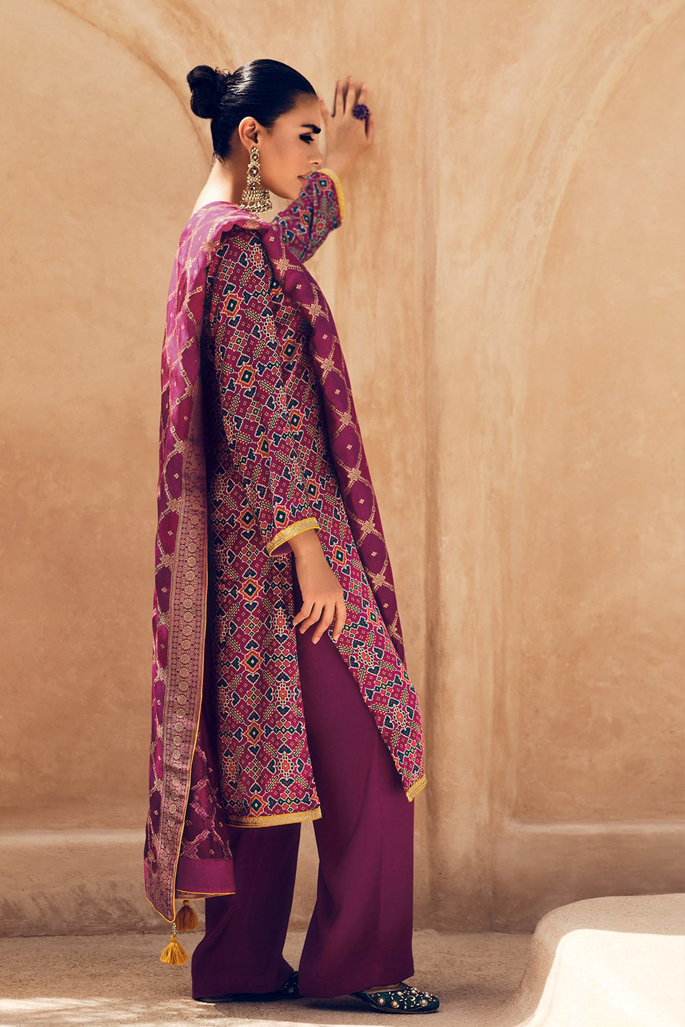 Pink Modal Digital Print Unstitched Suit Set image number 1