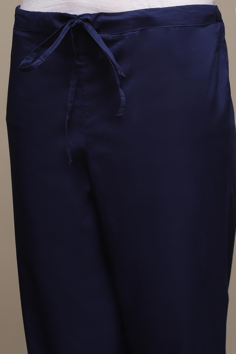 Navy Cotton Narrow Pants image number 1