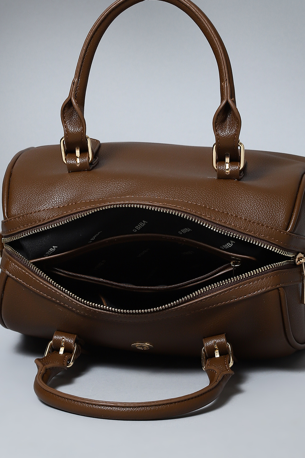 Brown Pu Leather Duffle Bag image number 4