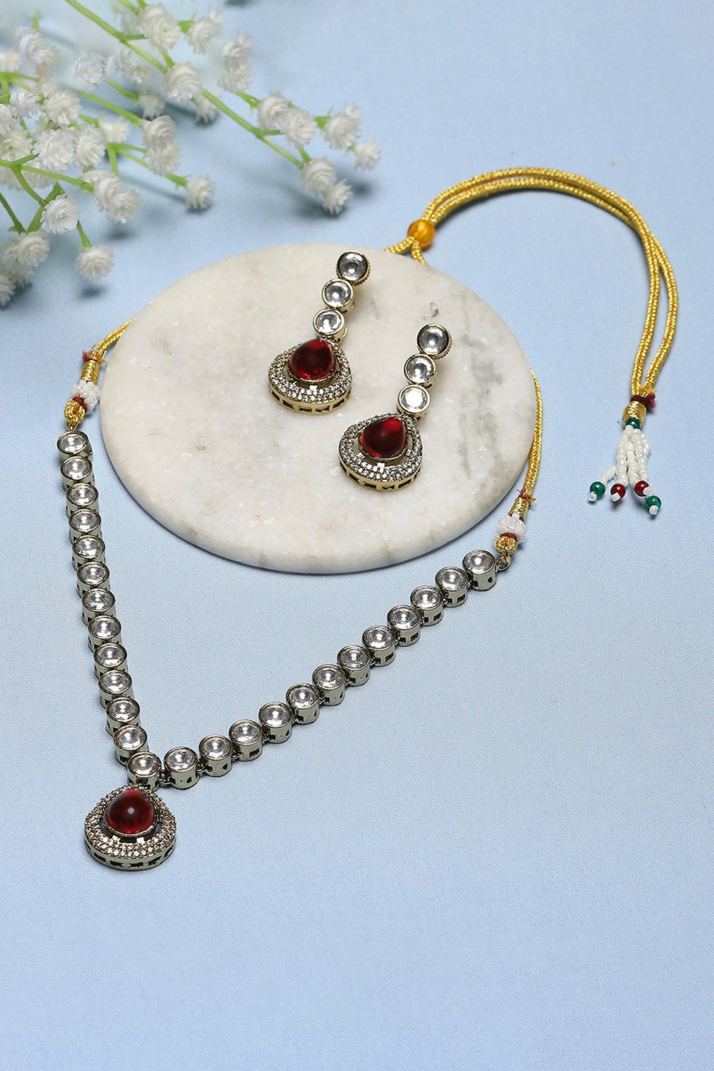 Red Brass Necklace Set image number 0