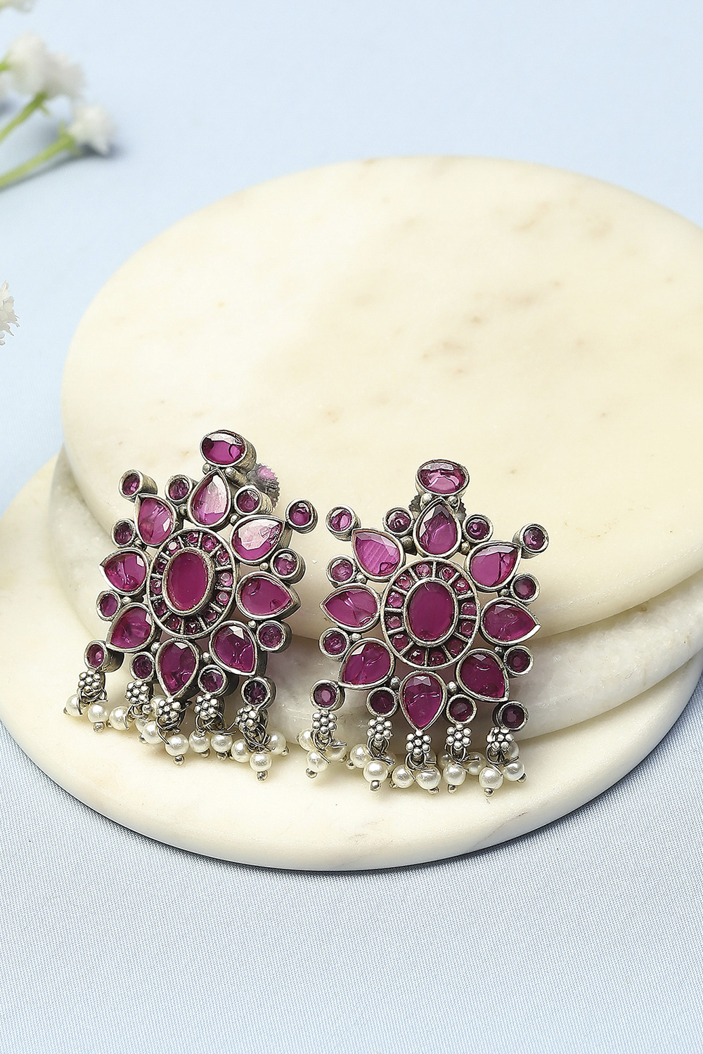 Pink Oxidised Casual Studs image number 0