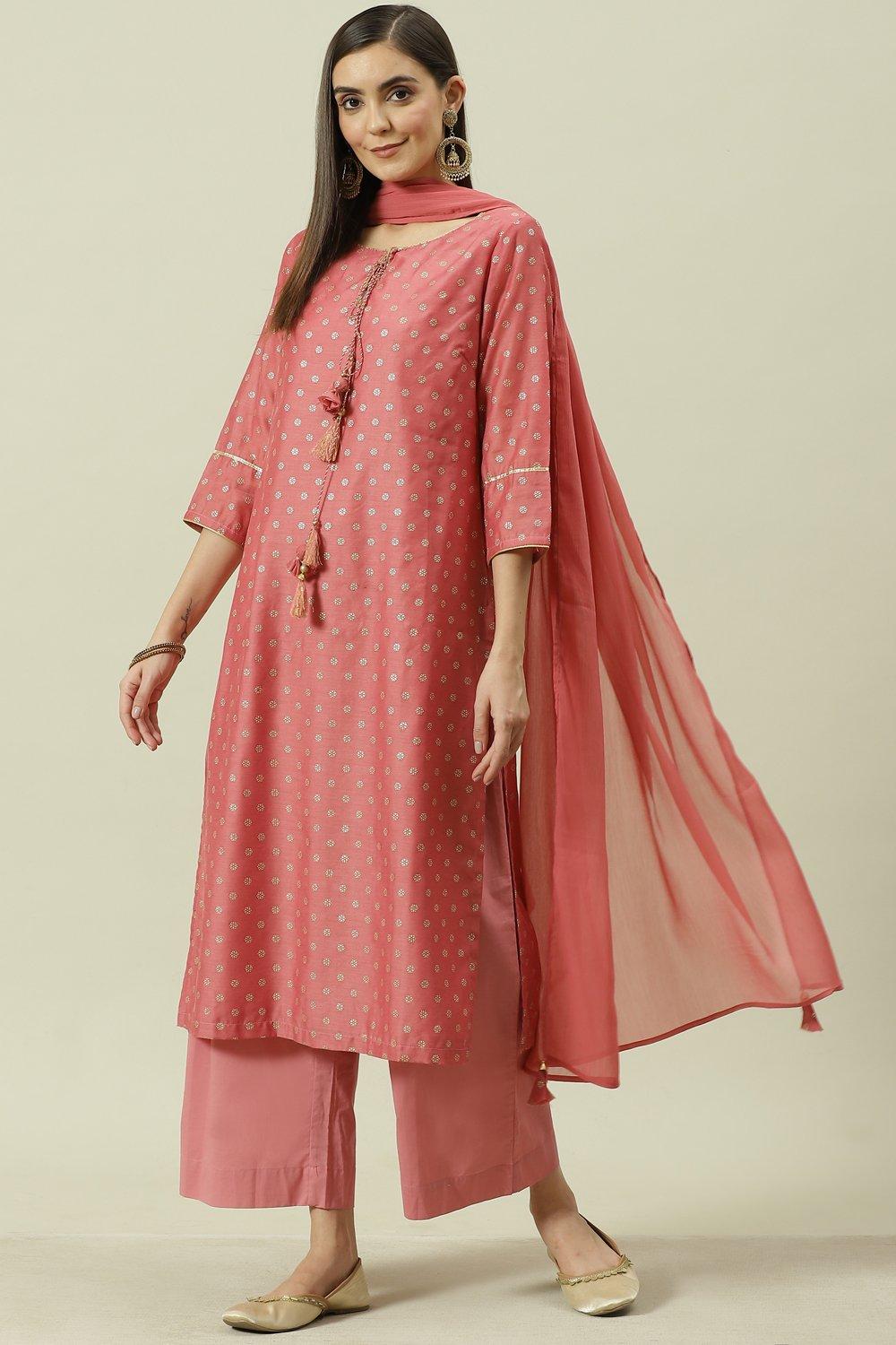 Yellow Printed Straight Kurta Palazzo Suit Set image number 0