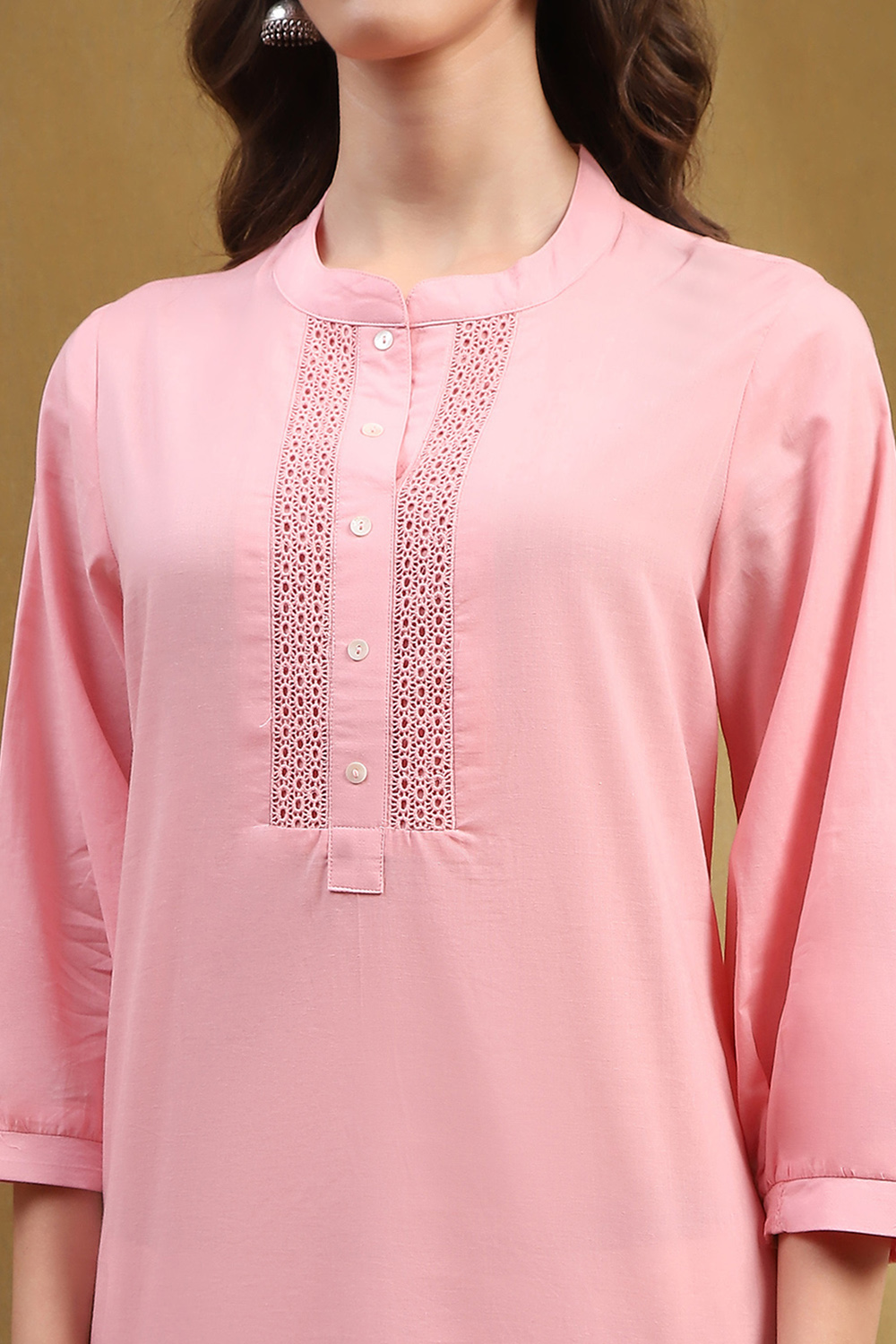 Ice Blue Cotton Solid Regular Fit Straight Kurta image number 1