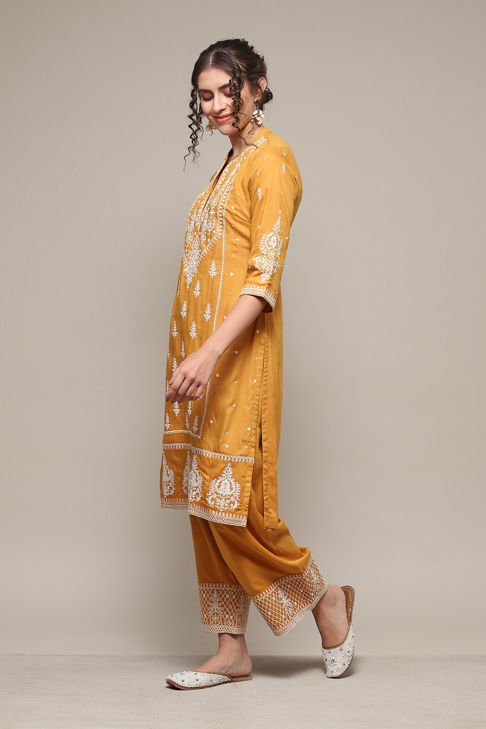 Mustard LIVA Straight Solid 2 Piece Set image number 3