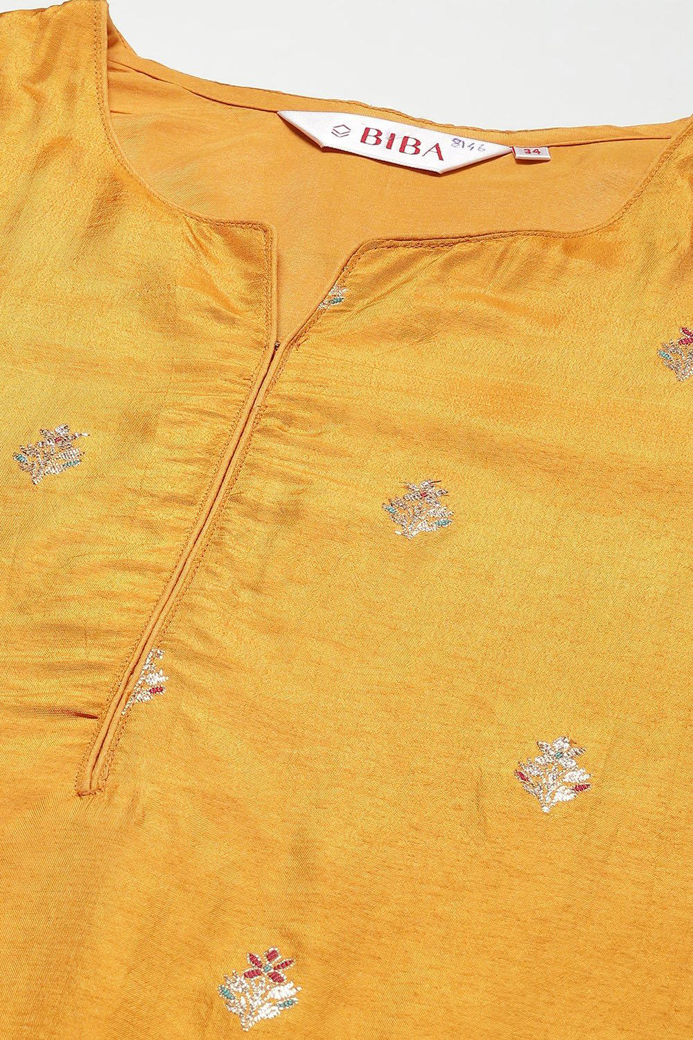 Mustard Viscose Straight Kurta Salwar Suit Set image number 1