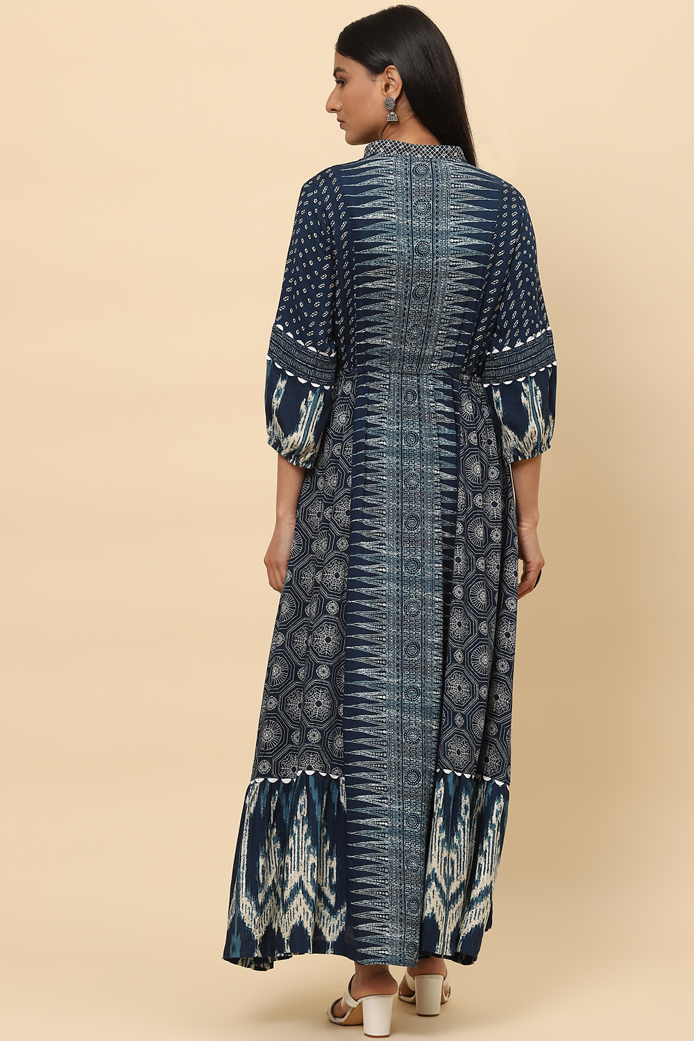 Indigo LIVA Fusion Printed Dress image number 4