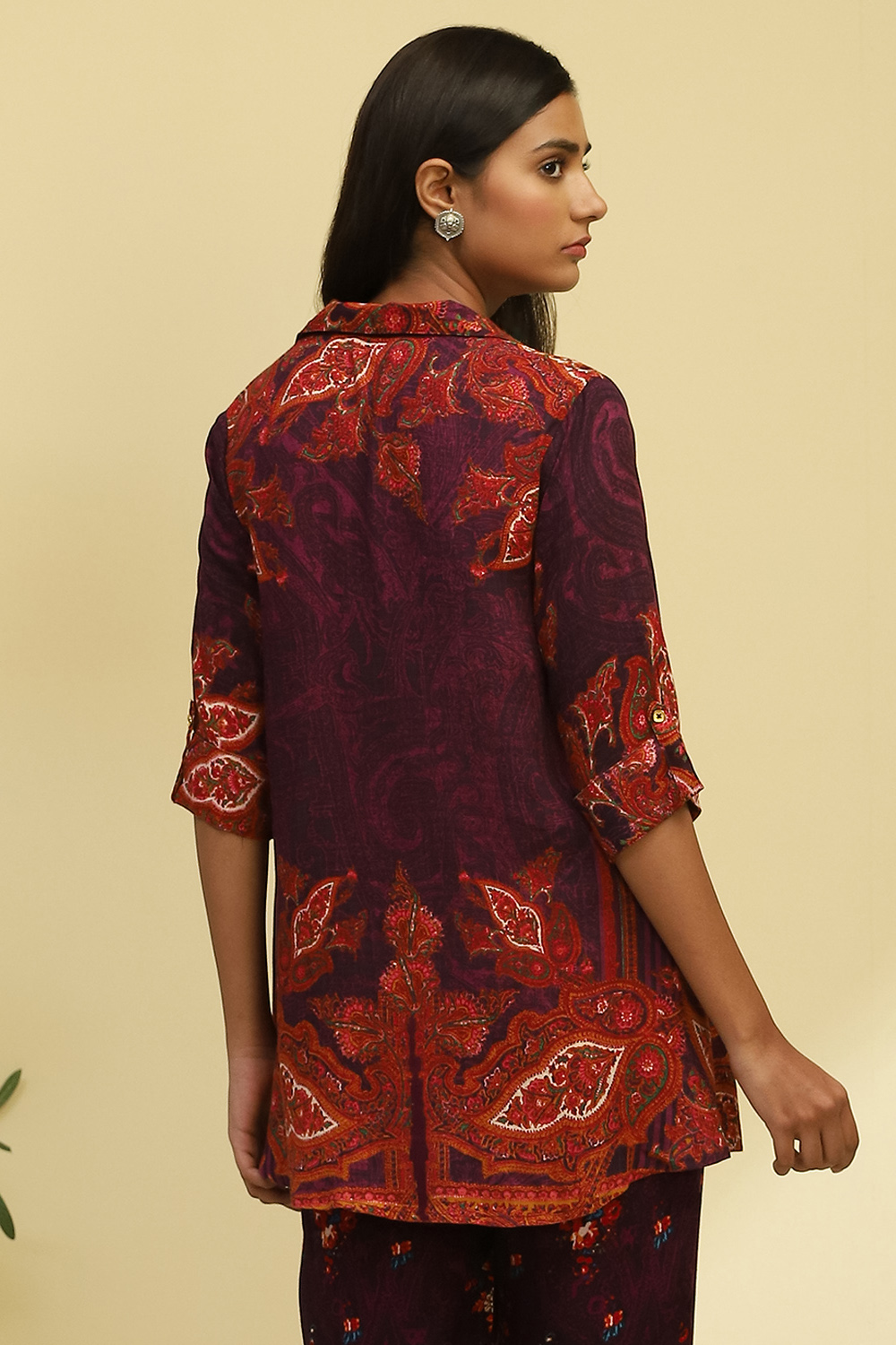 Purple Printed Regular Fit Straight Kurti image number 3