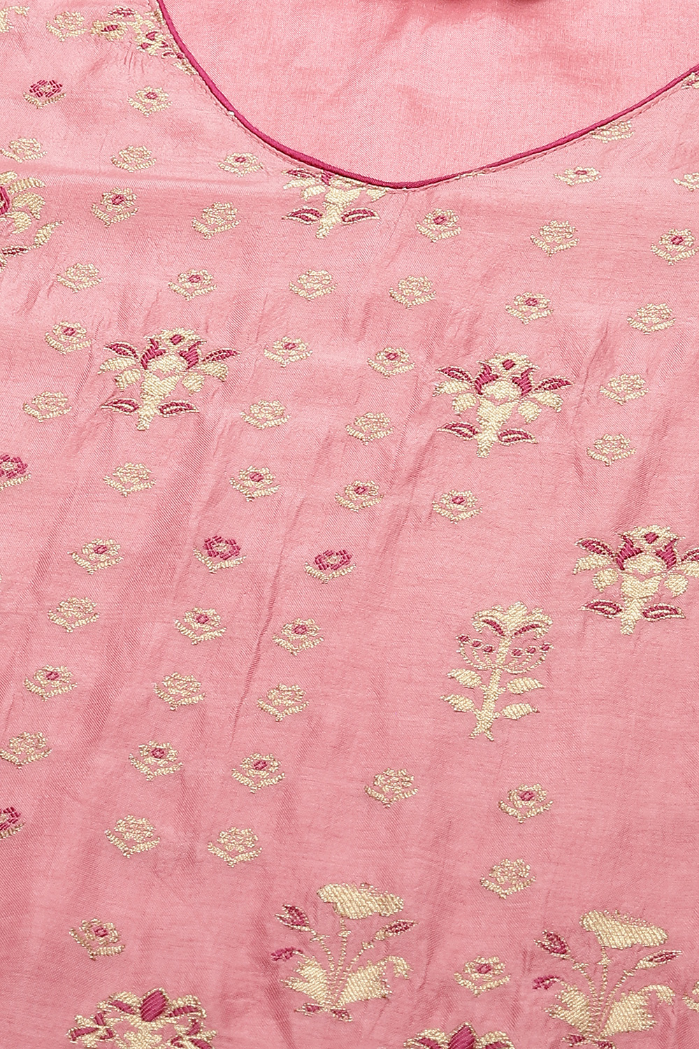 Pink LIVA Blend Straight Kurta Salwar Suit Set image number 1