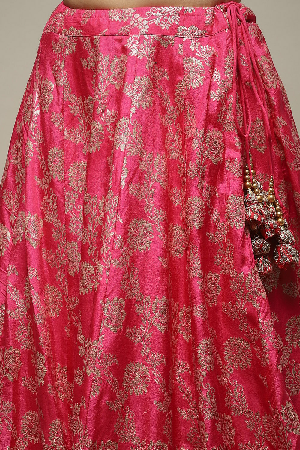 Fuchsia Silk Brocade Straight Embroidered Kurta Lehenga Set image number 2