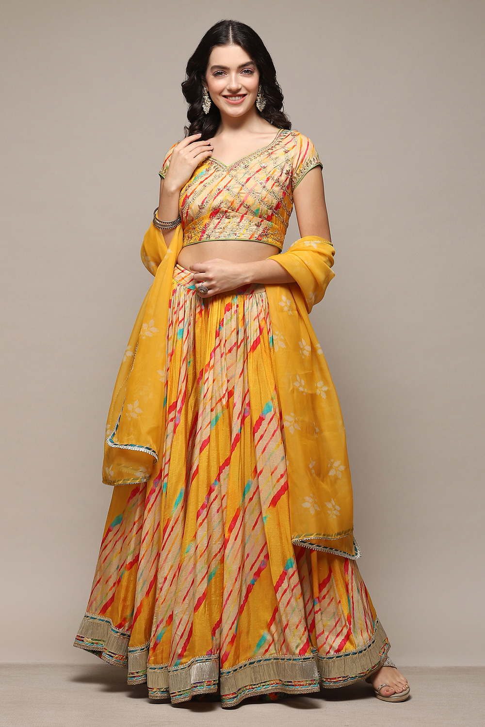 Yellow Polyester Straight Kurta Lehenga Set image number 7