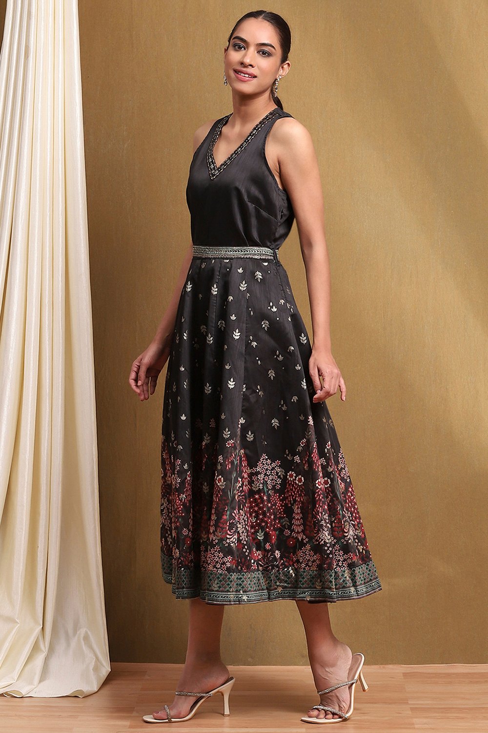 Black Dupion Dress Dress image number 2