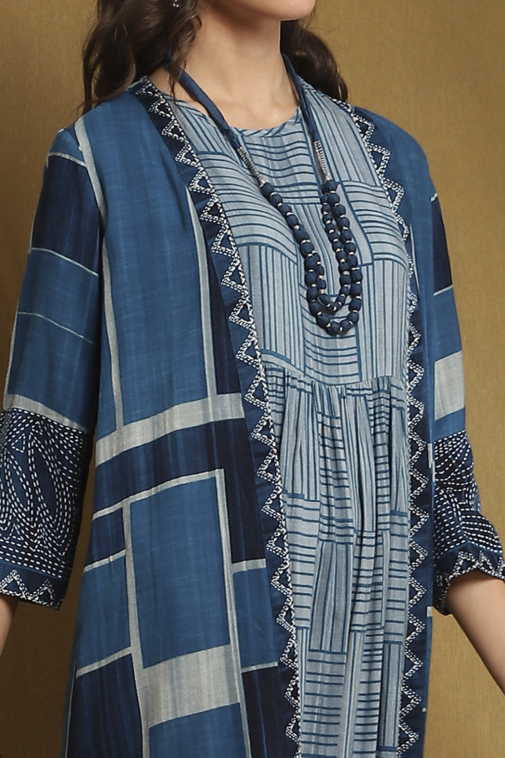 Blue Rayon Straight Set image number 1