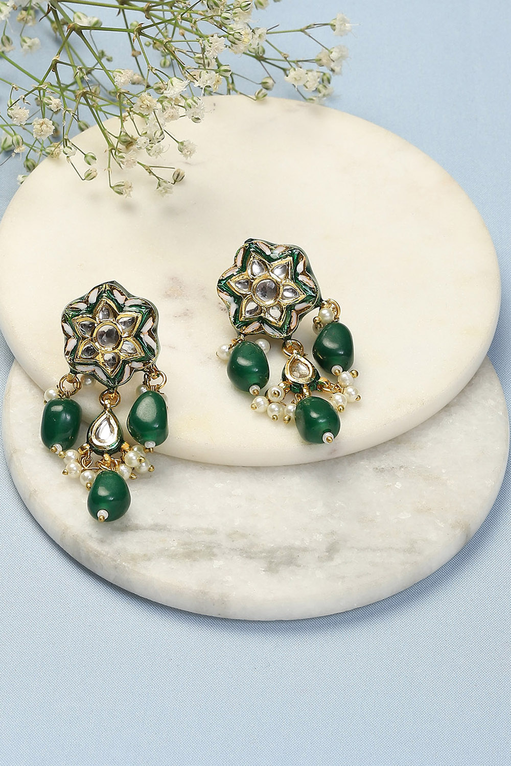 Green Brass Earrings image number 0