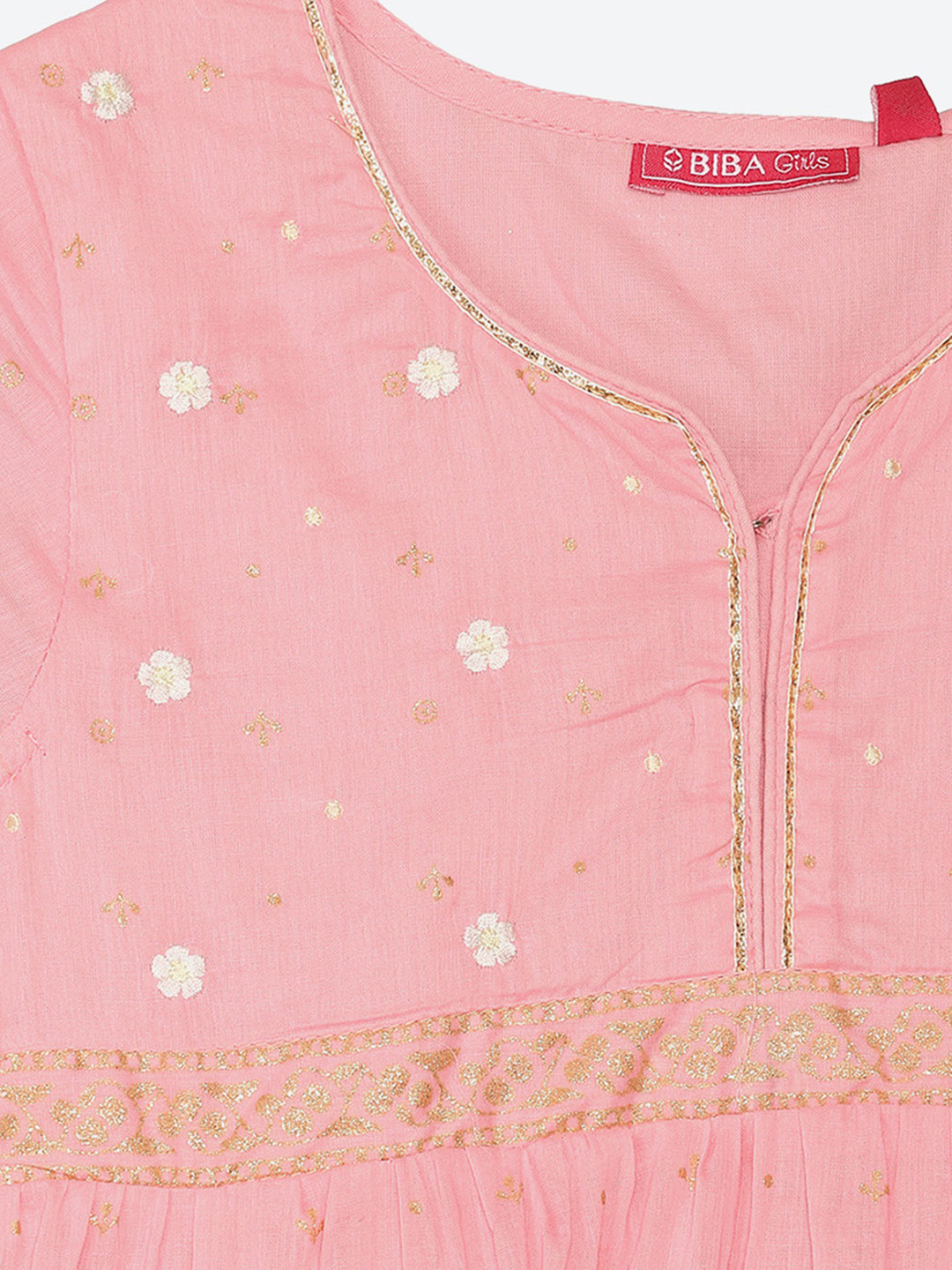 Light Pink Cotton Anarkali Suit image number 1