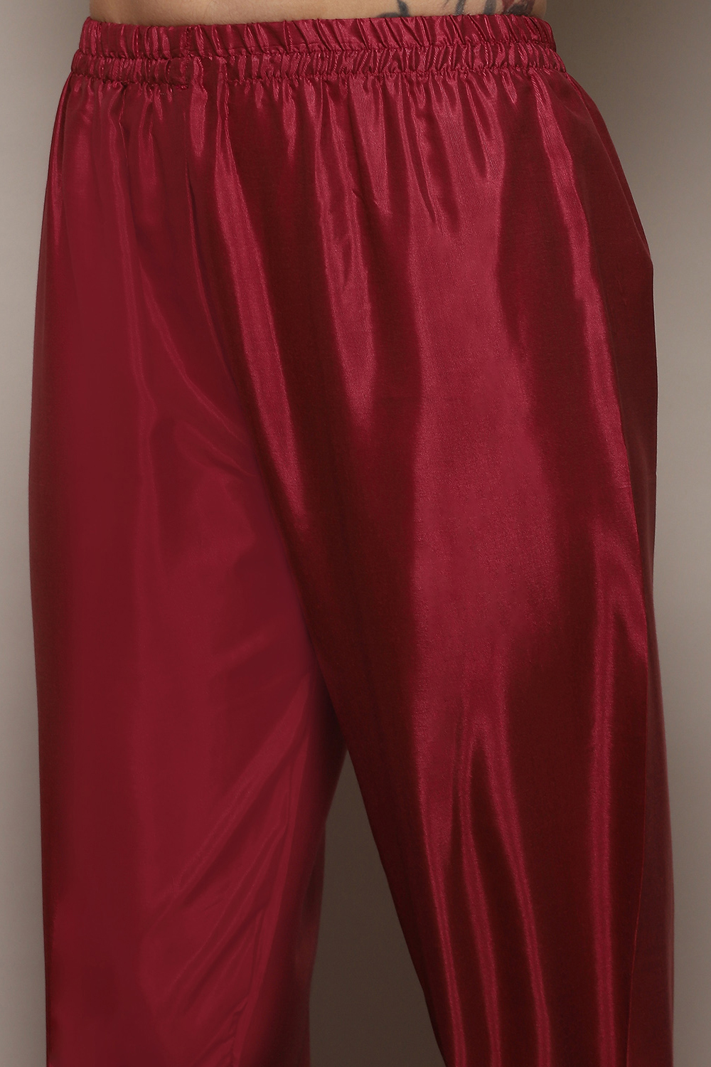 Dark Maroon Silk Blend Unstitched Suit Set image number 3