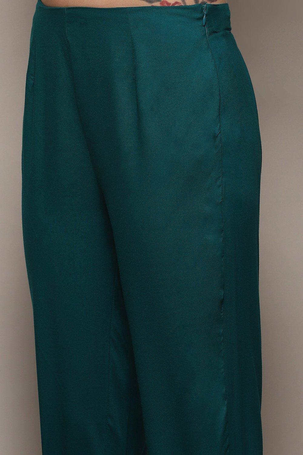 Peacock Green Modal Straight Kurta Slim Pant Suit Set Kurta, Pant ...