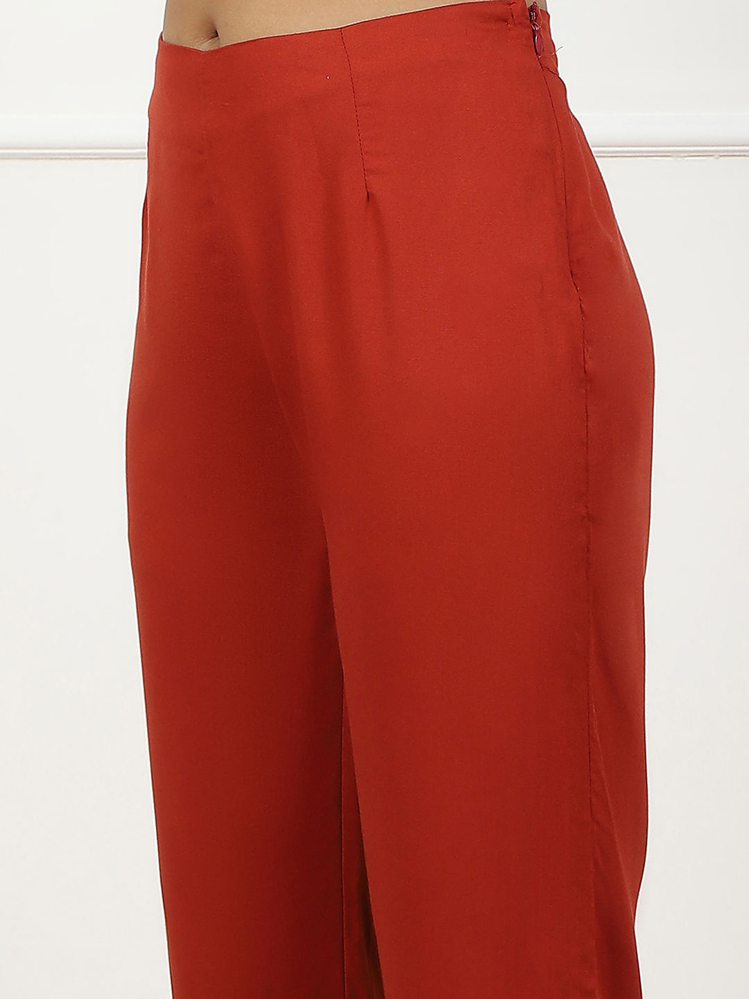 Rust Rayon Palazzo Pants image number 1