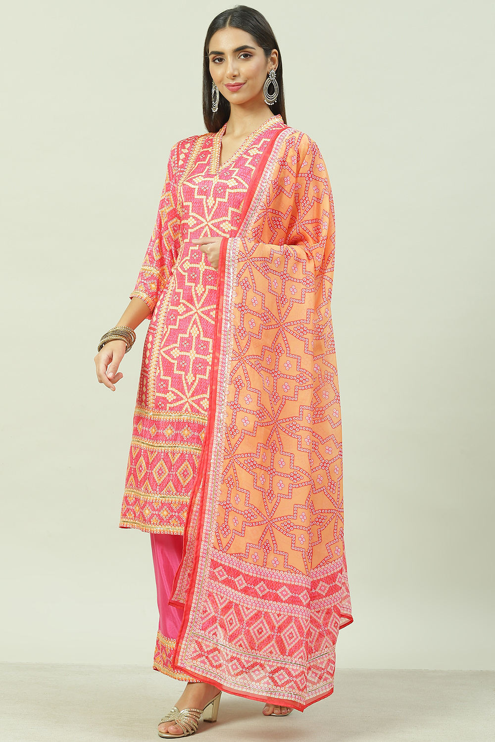 Fuschia Viscose Straight Kurta Palazzo Suit Set image number 5