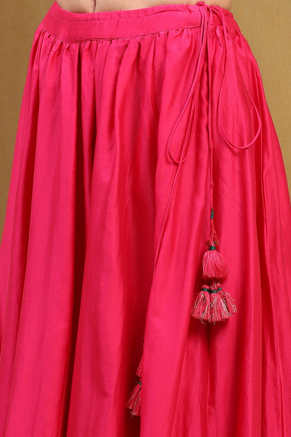 Fuchsia Silk Chanderi Festive Lightweight Flared Lehenga Set image number 2