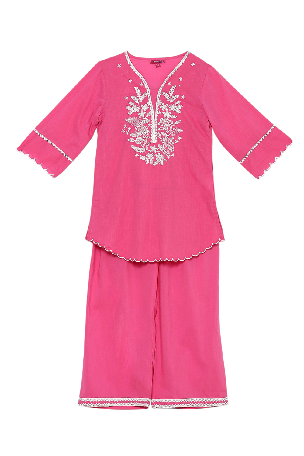 Pink Cotton Kurta Pants Set image number 0