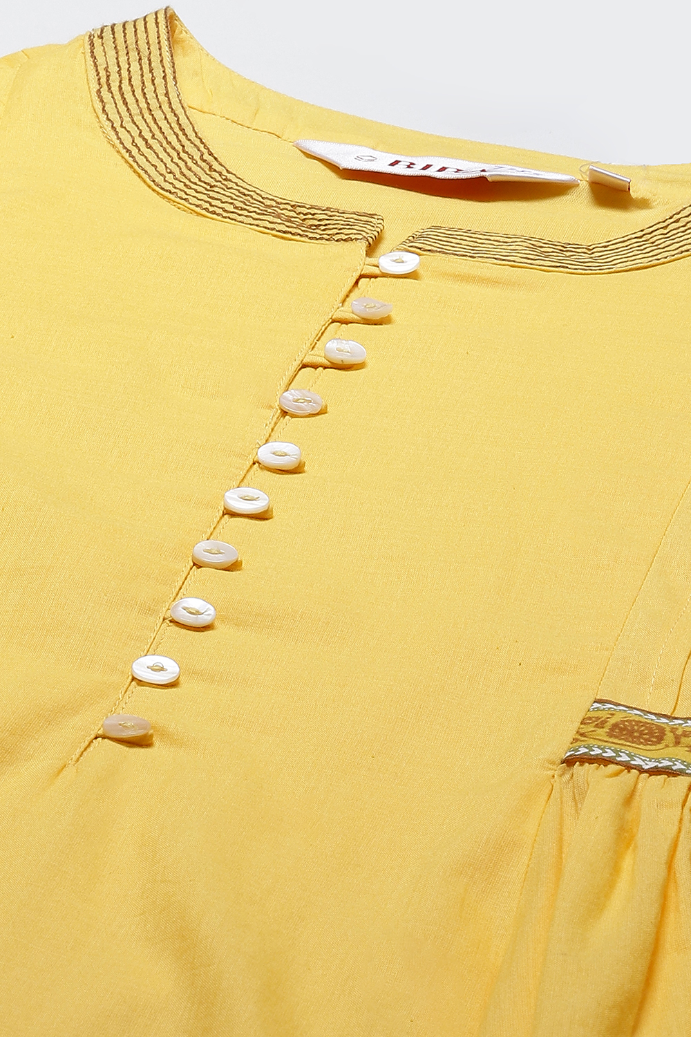 Yellow Cotton Flared Kalidar Kurta Slim Pant Suit Set image number 1