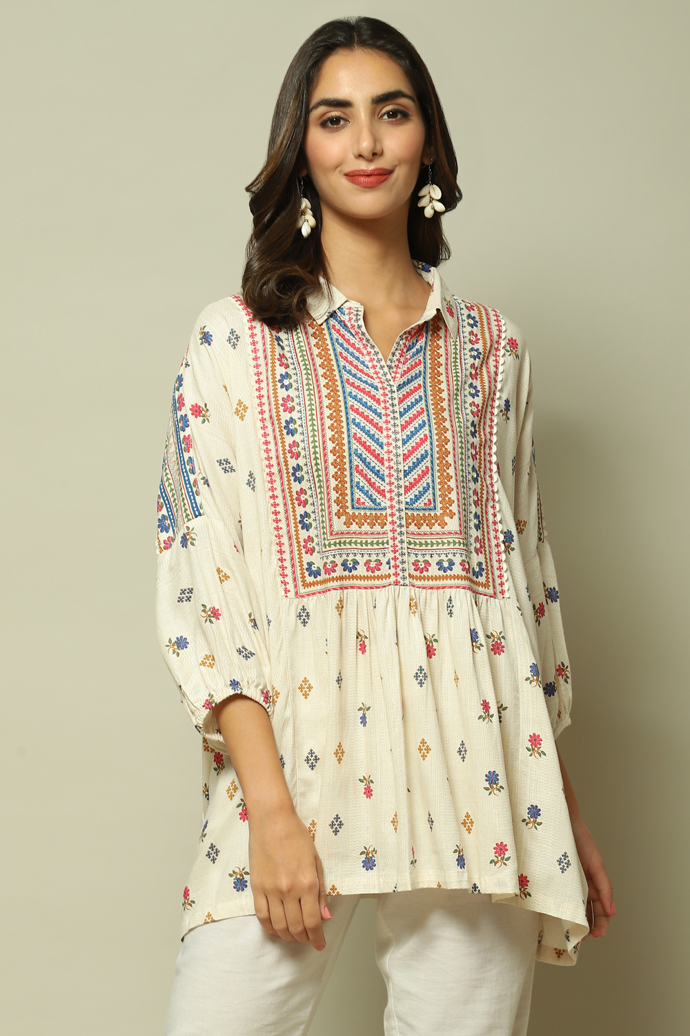 Blue LIVA Printed Kurti image number 5